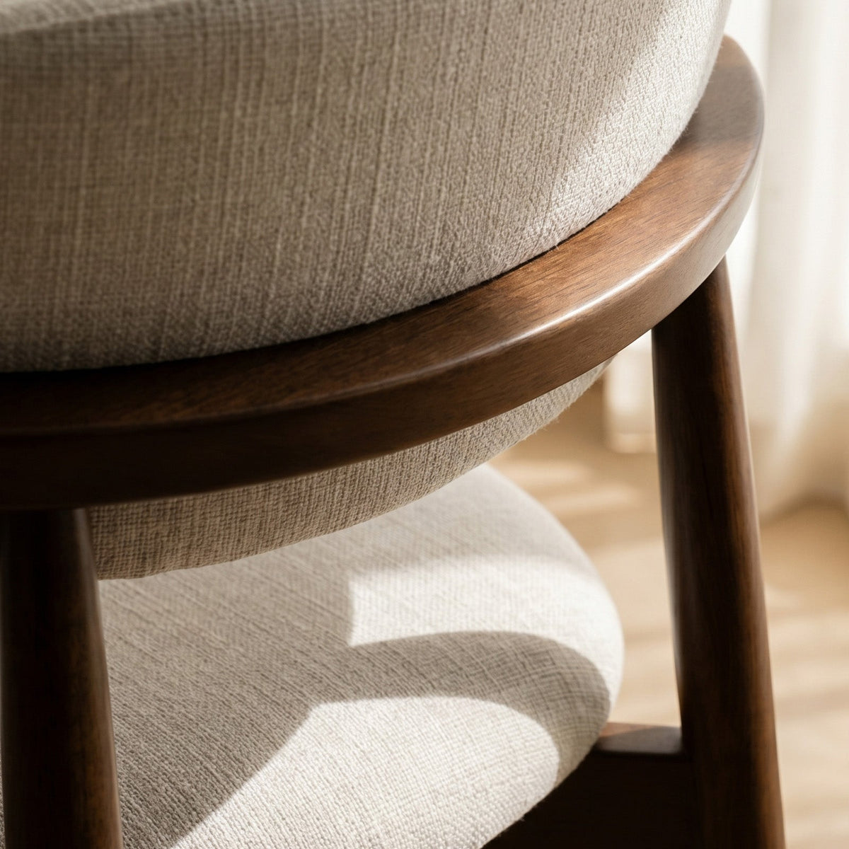 COLAMY ARLA Upholstered Wooden Scandi Minimalist Counter Height Bar Stool