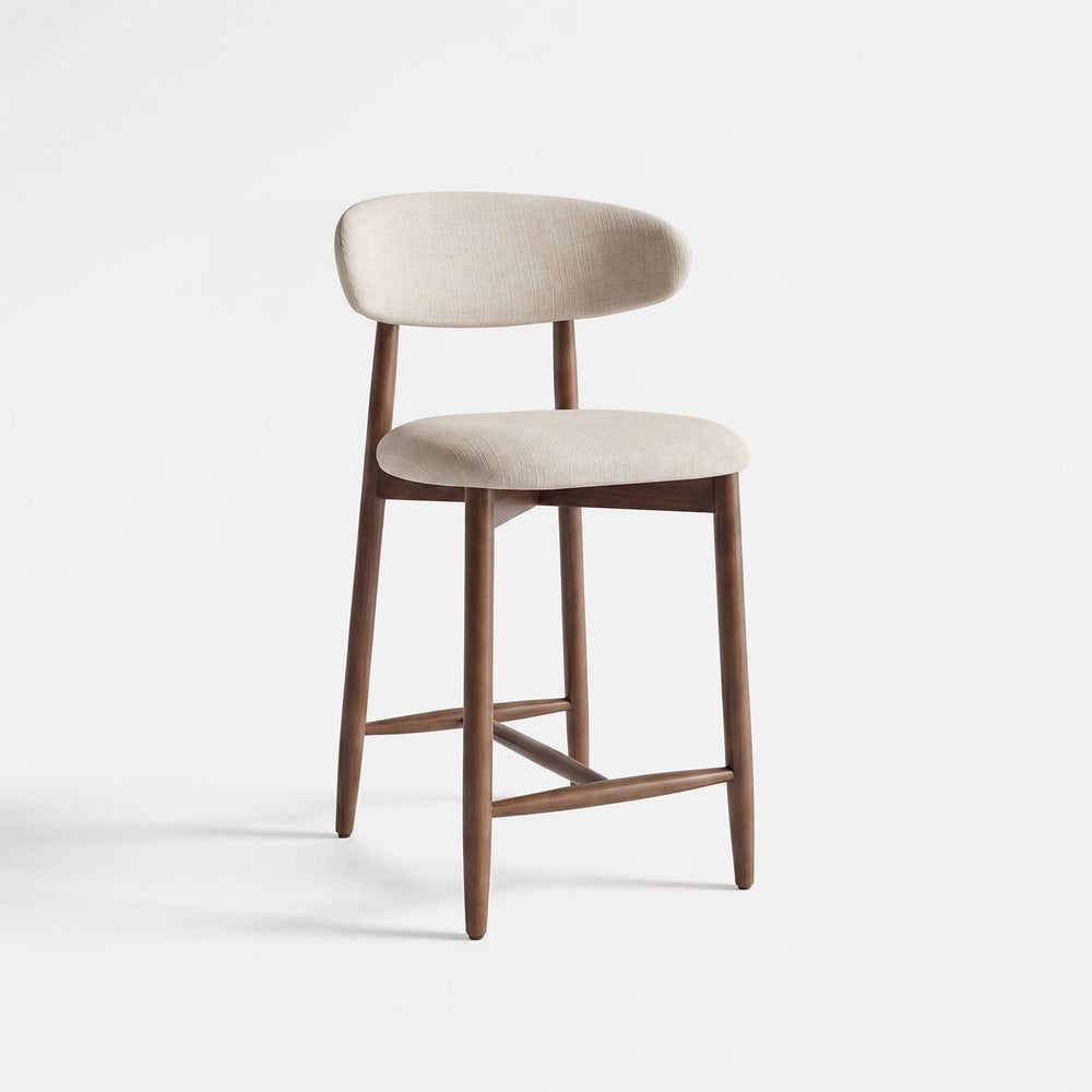 COLAMY ARLA Upholstered Wooden Scandi Minimalist Counter Height Bar Stool