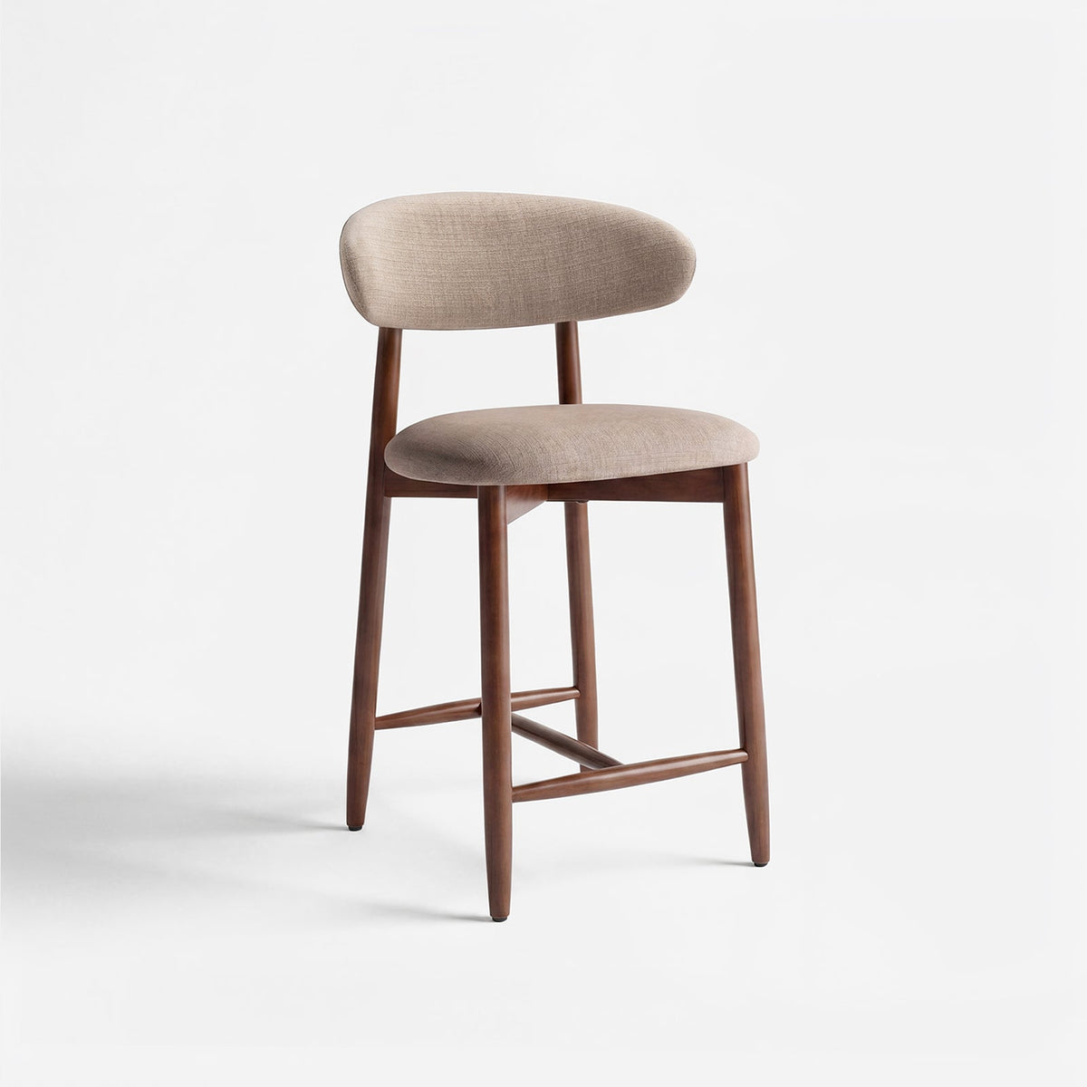 COLAMY ARLA Upholstered Wooden Scandi Minimalist Counter Height Bar Stool