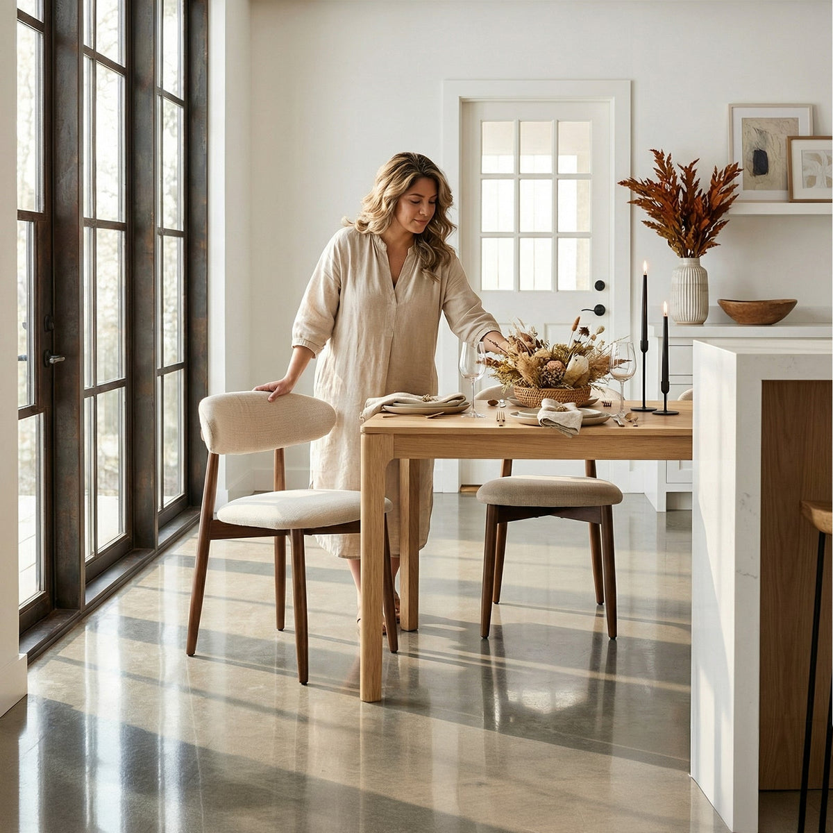 COLAMY NOYA Mid-Century Modern Upholstered Dining Chair