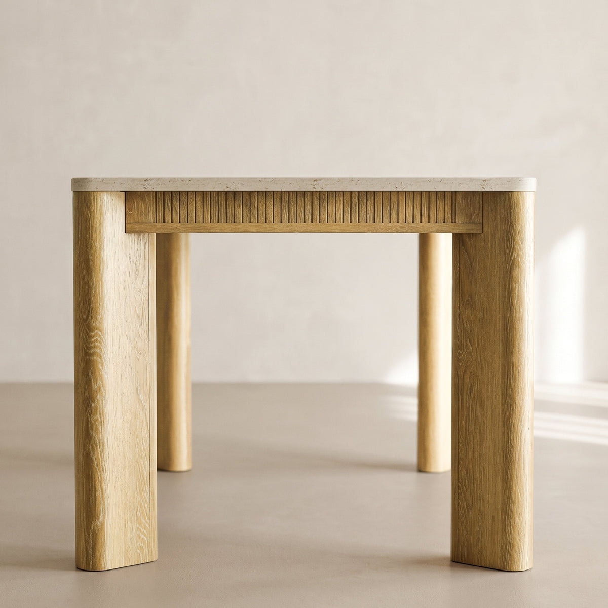 COLAMY VERSE 63" Travertine-Inspired Dining Table for 4–6