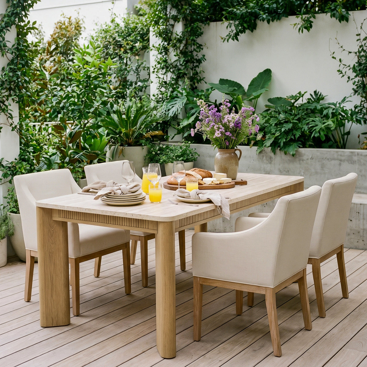 COLAMY VERSE 63" Travertine-Inspired Dining Table for 4–6