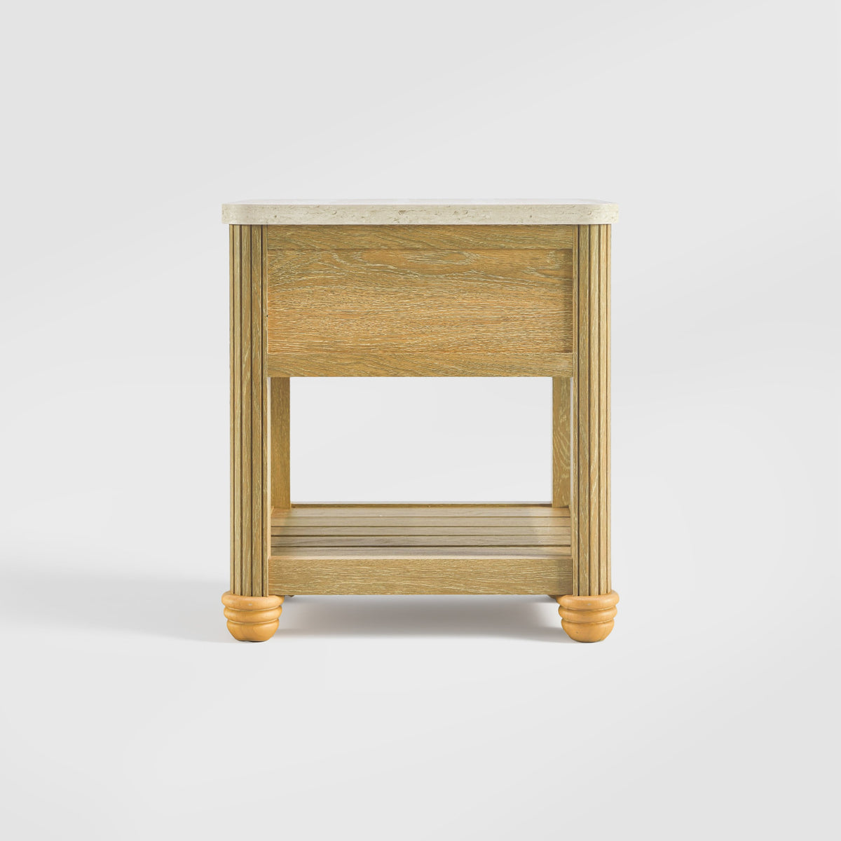 COLAMY VERSE Reeded End Table with Drawer and Open Shelf