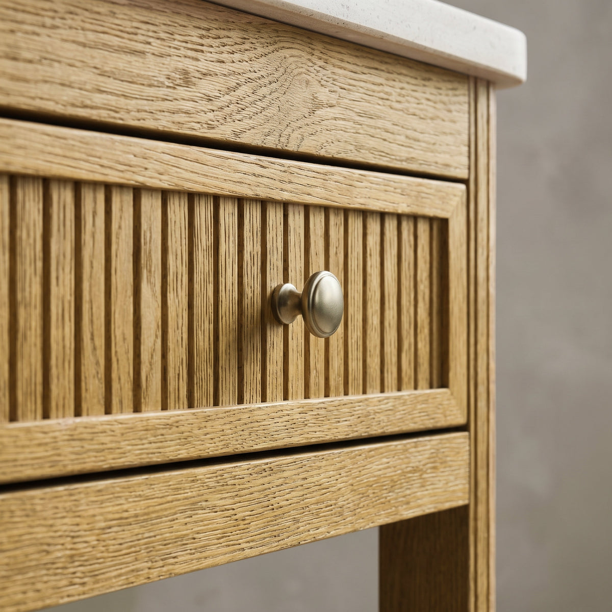 COLAMY VERSE Reeded End Table with Drawer and Open Shelf
