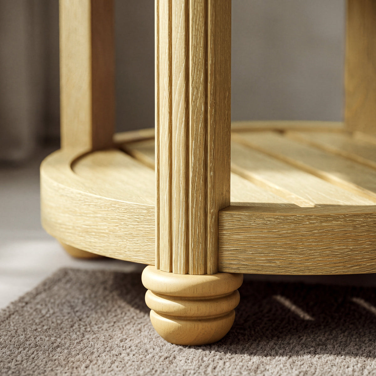COLAMY VERSE Round End Table with Drawer & Storage Shelf