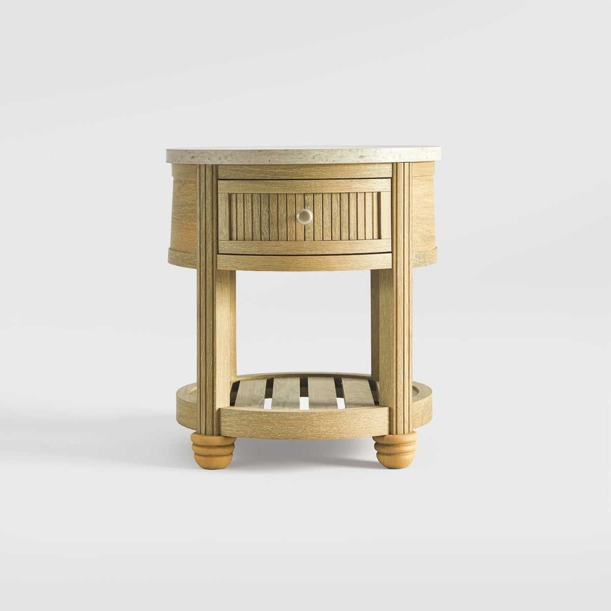 COLAMY VERSE Round End Table with Drawer & Storage Shelf